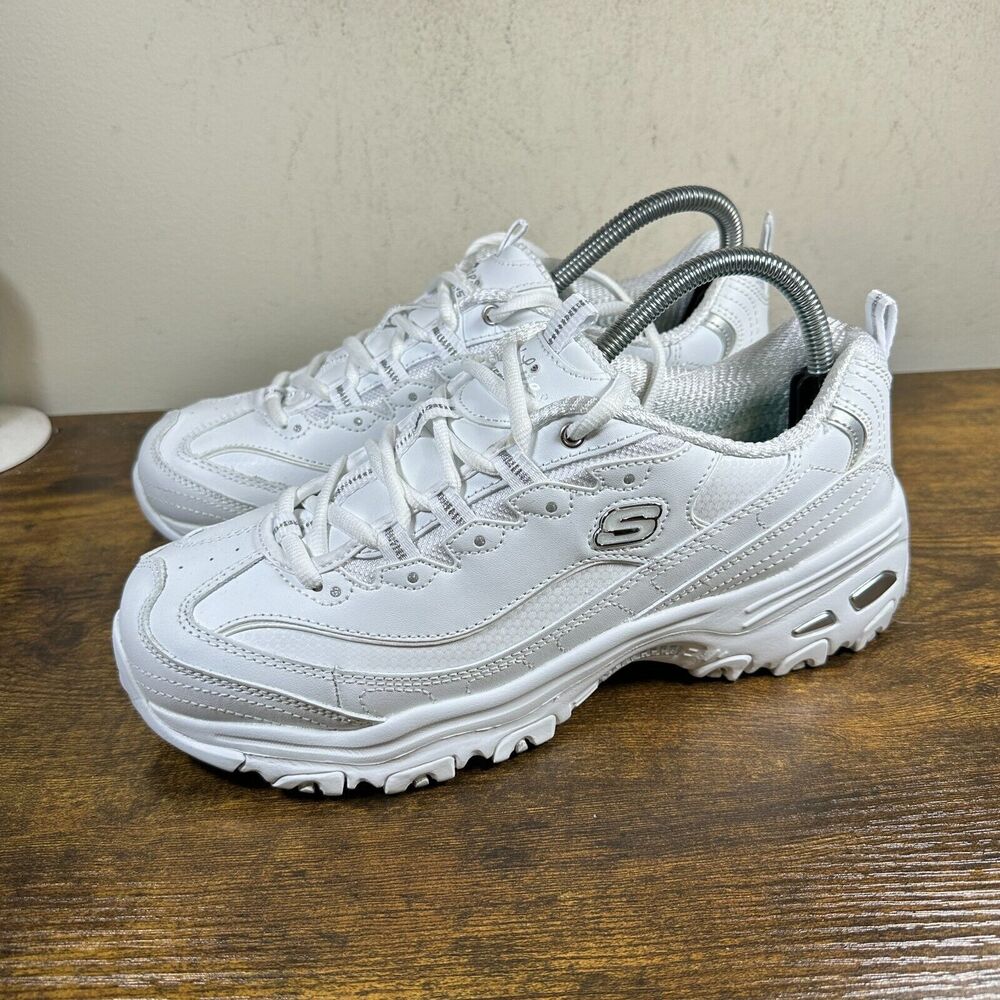 💕EUC Skechers D Lites Fresh Start‎ 11931 White Shoes Sneakers Womens Size 9 EW - Picture 3 of 9